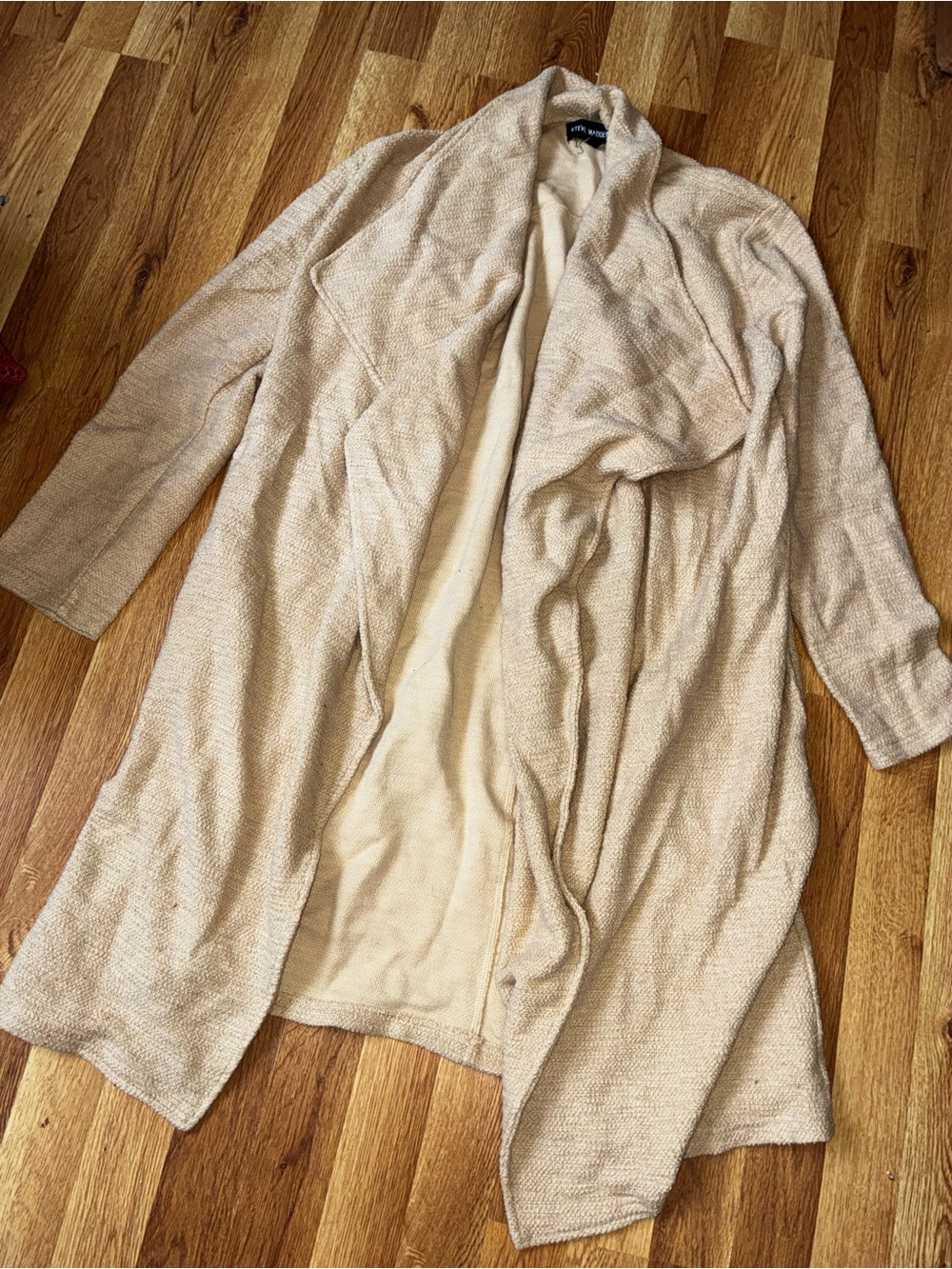 Steve Madden Cream Open-Front Knit Cardigan